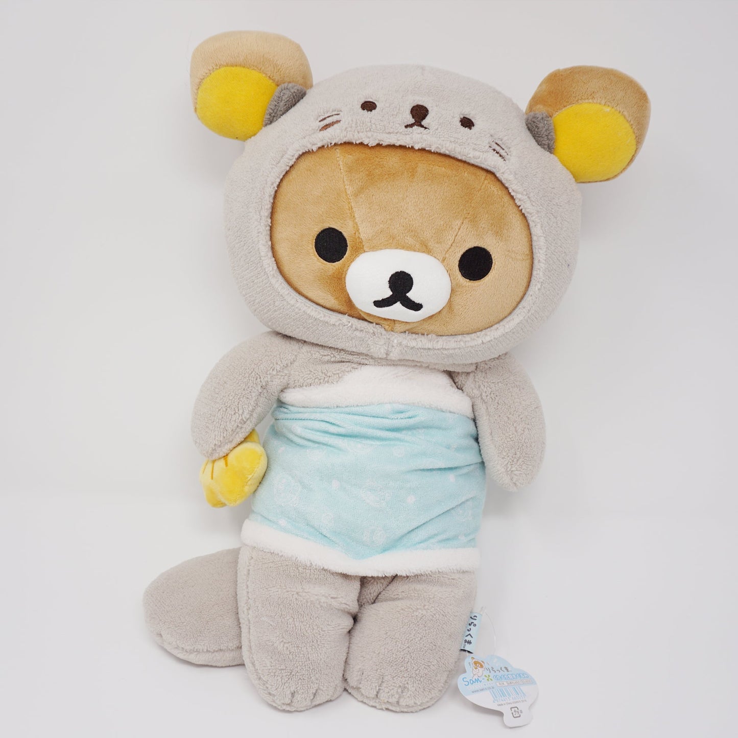 2016 Grey Rilakkuma Otter Outfit in Blanket Large - Otter Theme Rilakkuma